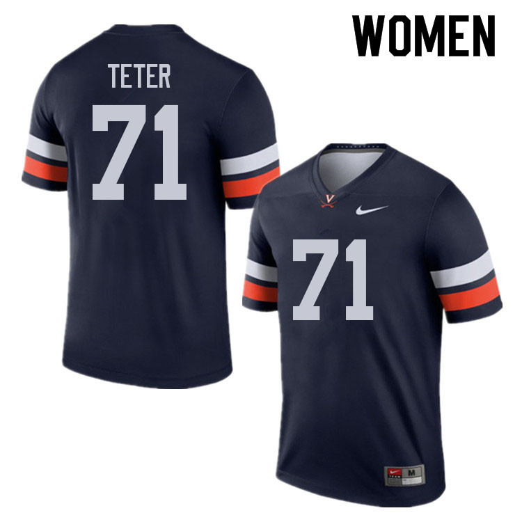 Women #71 Zachary Teter Virginia Cavaliers College Football Jerseys Sale-Navy
